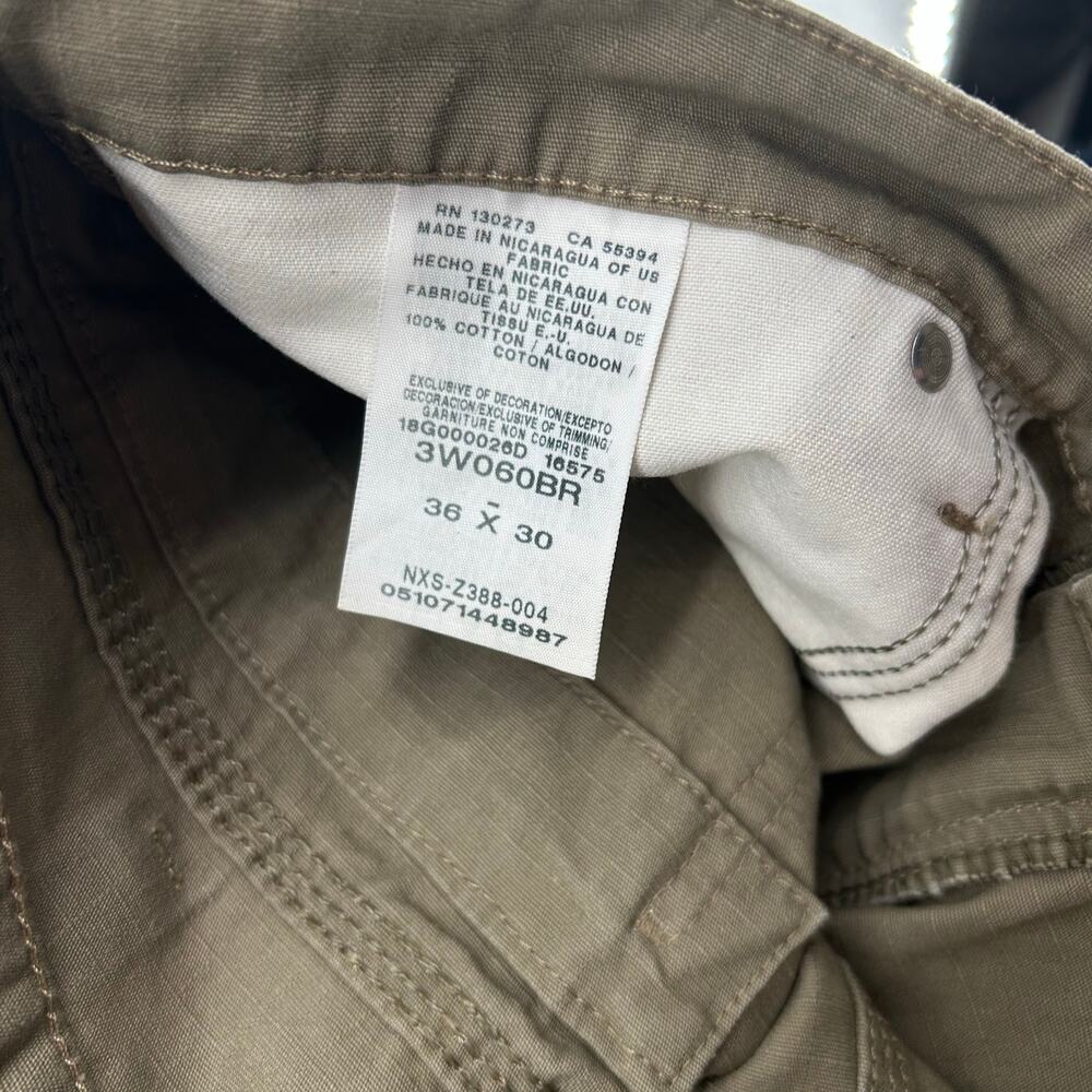 Men's Tan Wrangler Riggs Double Knee Canvas Ripstop Cargo Carpenter Pants 36x30 - Picture 2 of 10